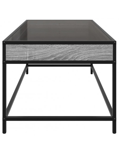Tavolino da Salotto con LED Infinity Grigio Sonoma 90x50x41 cm