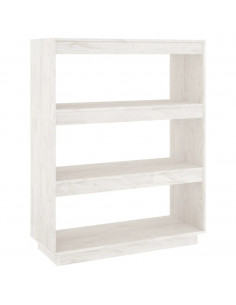 Libreria/Divisorio Bianco 80x35x103 cm Legno Massello di Pino 2