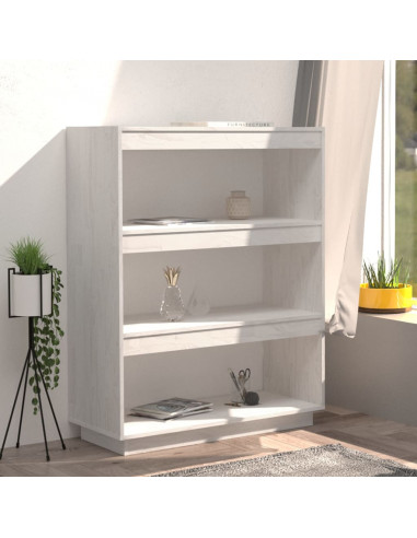 Libreria/Divisorio Bianco 80x35x103 cm Legno Massello di Pino