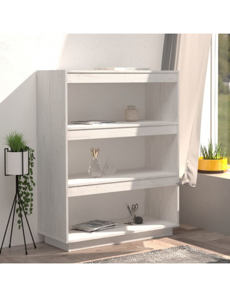 Libreria/Divisorio Bianco 80x35x103 cm Legno Massello di Pino