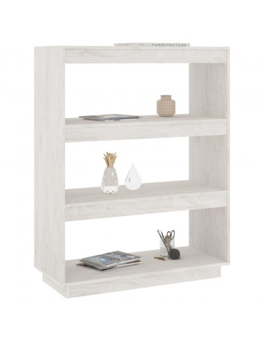 Libreria/Divisorio Bianco 80x35x103 cm Legno Massello di Pino