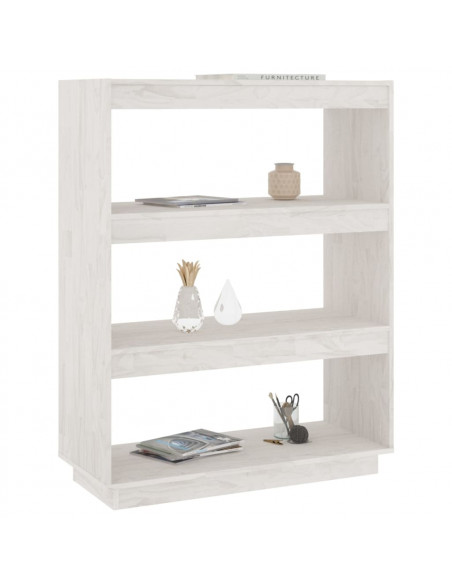 Libreria/Divisorio Bianco 80x35x103 cm Legno Massello di Pino