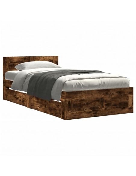 Giroletto con Testiera Rovere Fumo 100x200 cm Legno Multistrato