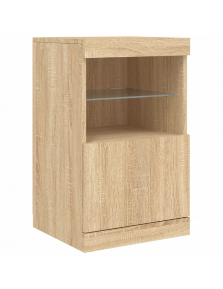 Credenza con Luci LED Rovere Sonoma 123x37x67 cm