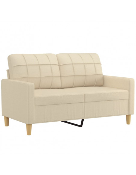 Set Divani 3 pz con Cuscini Crema in Tessuto