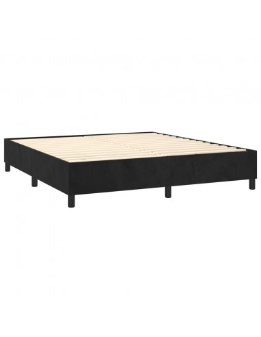 Letto a Molle con Materasso e LED Nero 160x200 cm in Velluto