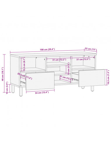 Mobile Porta TV Nero 100x33x46 cm in Legno Multistrato