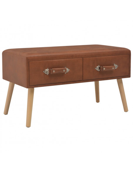 Panca con Cassetti 80 cm Marrone in Similpelle