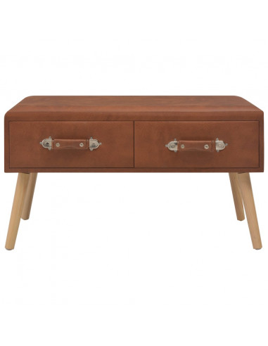 Panca con Cassetti 80 cm Marrone in Similpelle