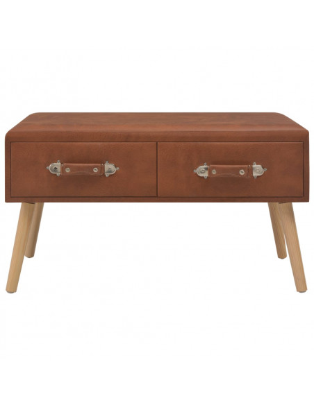Panca con Cassetti 80 cm Marrone in Similpelle