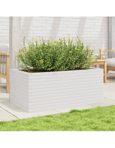Fioriera da Giardino Bianca 110x60x45,5 cm Legno Massello Pino