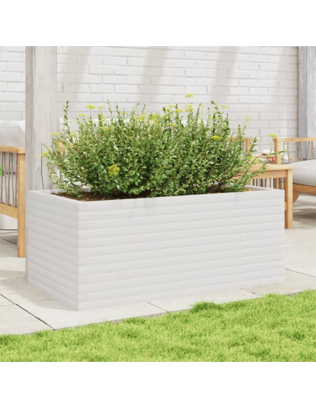 Fioriera da Giardino Bianca 110x60x45,5 cm Legno Massello Pino