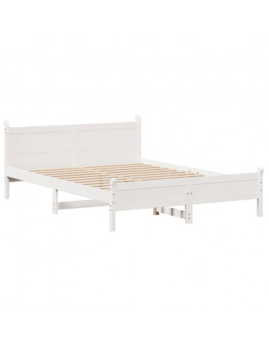 Letto senza Materasso Bianco 120x200 cm Legno Massello di Pino