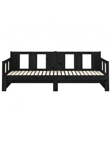 Dormeuse Estraibile Nera in Legno Massello di Pino 2x(90x190)cm