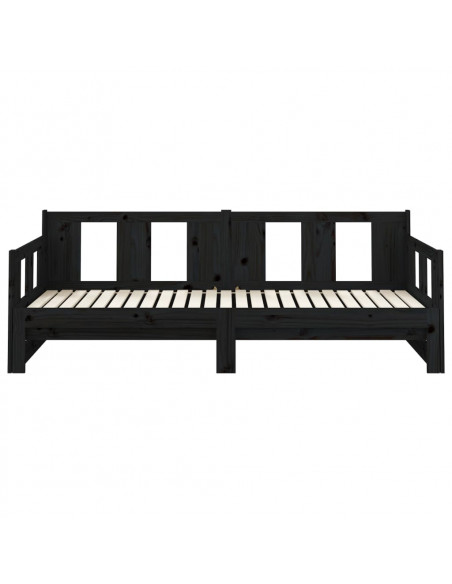 Dormeuse Estraibile Nera in Legno Massello di Pino 2x(90x190)cm