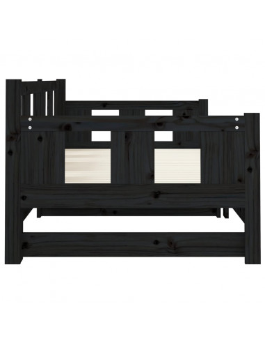 Dormeuse Estraibile Nera in Legno Massello di Pino 2x(90x190)cm