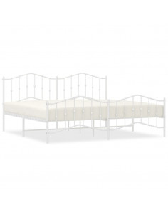 Giroletto con Testiera e Pediera Metallo Bianco 200x200 cm 2