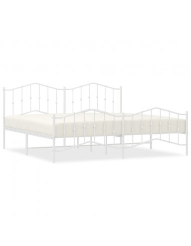 Giroletto con Testiera e Pediera Metallo Bianco 200x200 cm