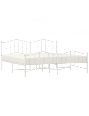 Giroletto con Testiera e Pediera Metallo Bianco 200x200 cm