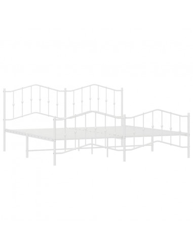 Giroletto con Testiera e Pediera Metallo Bianco 200x200 cm