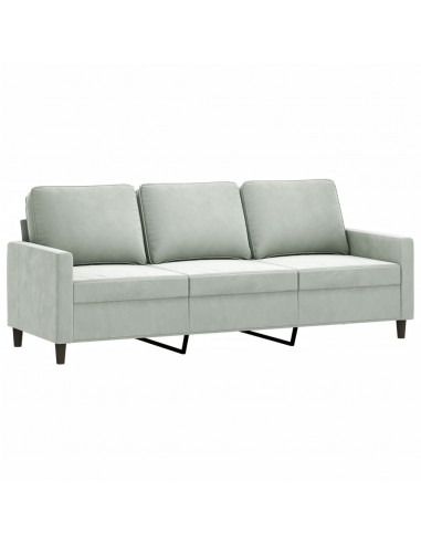 Divano a 3 Posti Grigio Chiaro 180 cm in Velluto