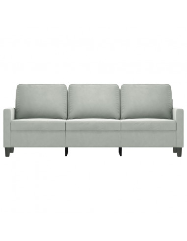 Divano a 3 Posti Grigio Chiaro 180 cm in Velluto