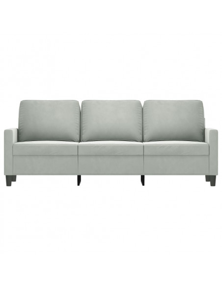Divano a 3 Posti Grigio Chiaro 180 cm in Velluto