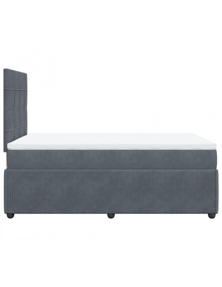 Giroletto a Molle con Materasso Grigio Scuro 120x200 cm Velluto