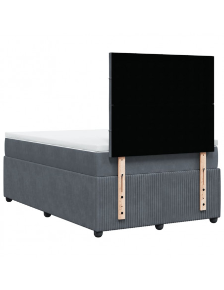 Giroletto a Molle con Materasso Grigio Scuro 120x200 cm Velluto