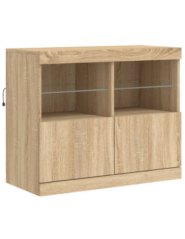 Credenza con Luci LED Rovere Sonoma 163x37x67 cm