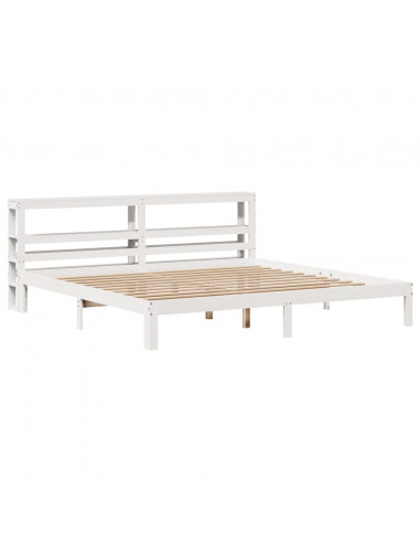 Giroletto con Testiera Bianco 200x200 cm Legno Massello di Pino