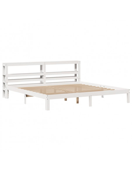 Giroletto con Testiera Bianco 200x200 cm Legno Massello di Pino