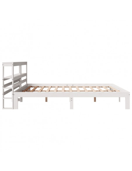 Giroletto con Testiera Bianco 200x200 cm Legno Massello di Pino