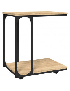 Tavolino con Ruote Rovere Sonoma 50x35x55,5cm Legno Multistrato 2