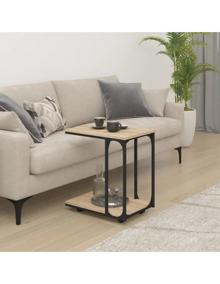 Tavolino con Ruote Rovere Sonoma 50x35x55,5cm Legno Multistrato