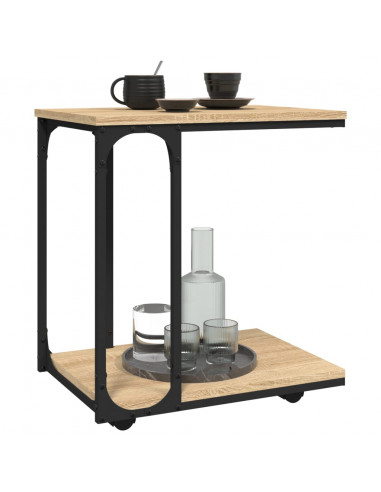 Tavolino con Ruote Rovere Sonoma 50x35x55,5cm Legno Multistrato