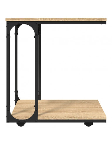 Tavolino con Ruote Rovere Sonoma 50x35x55,5cm Legno Multistrato