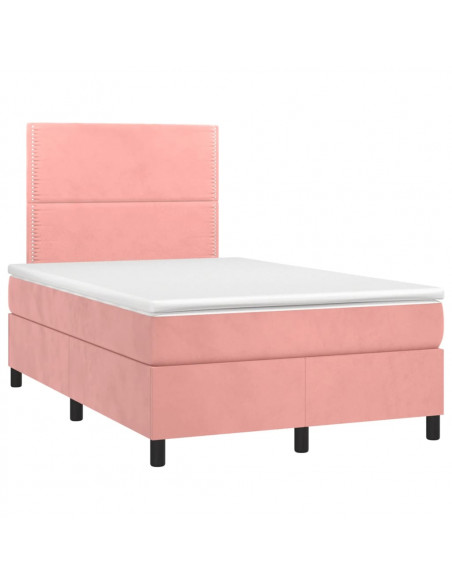 Giroletto a Molle con Materasso Rosa 120x190 cm in Velluto