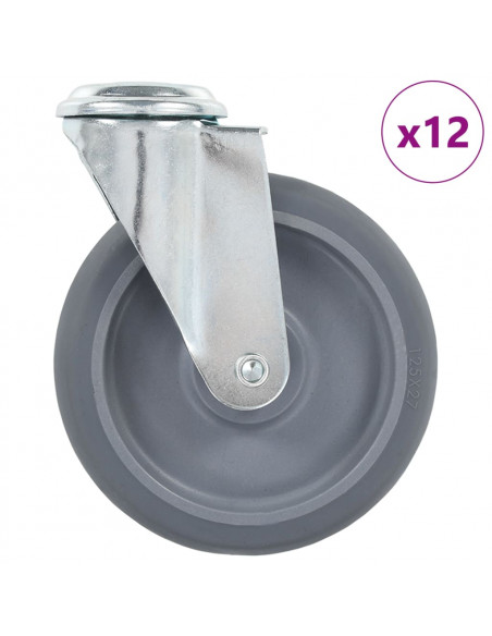 Ruote Girevoli con Foro per Bullone 12 pz 125 mm