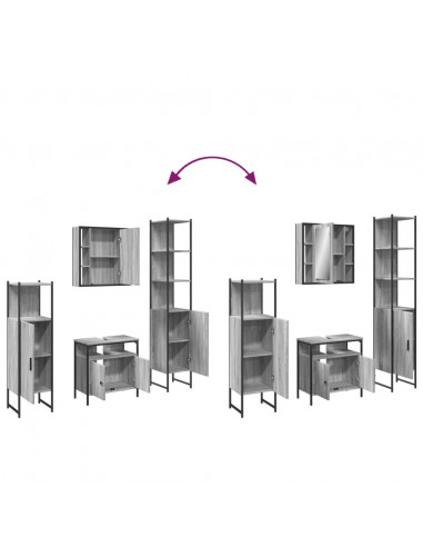 Set Mobili da Bagno 4 pz Grigio Sonoma in Legno Multistrato