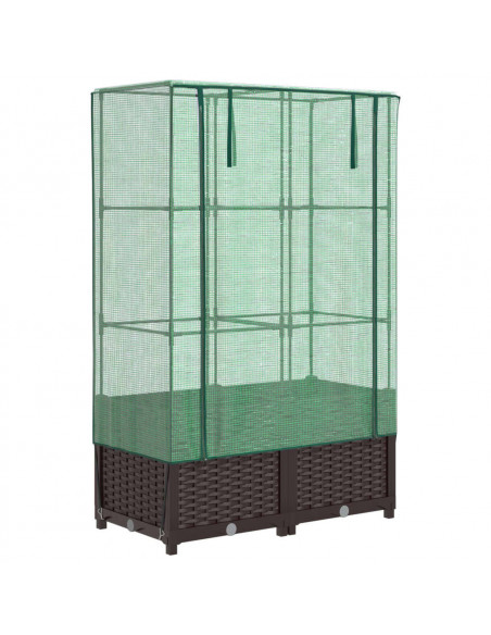 Letto Rialzato con Copertura Serra Effetto Rattan 80x40x138 cm