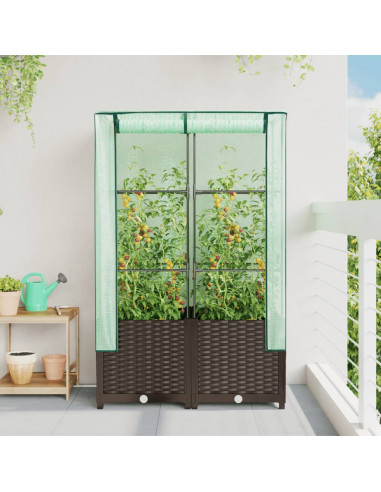 Letto Rialzato con Copertura Serra Effetto Rattan 80x40x138 cm