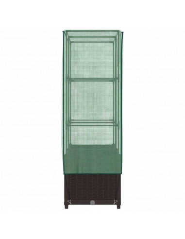 Letto Rialzato con Copertura Serra Effetto Rattan 80x40x138 cm