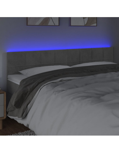 Testiera a LED Grigio Chiaro 180x5x78/88 cm in Velluto