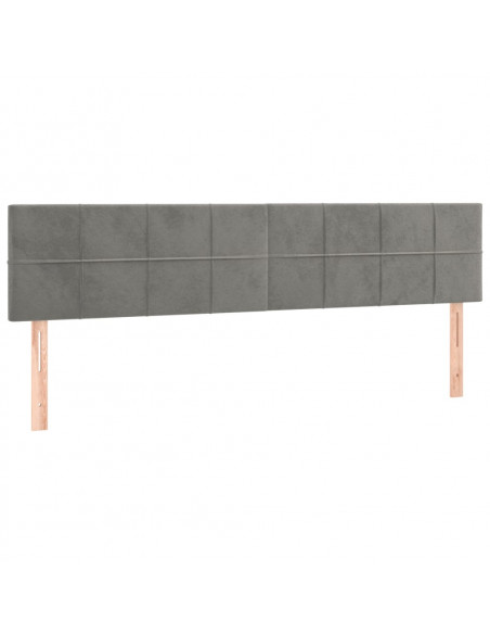 Testiera a LED Grigio Chiaro 180x5x78/88 cm in Velluto