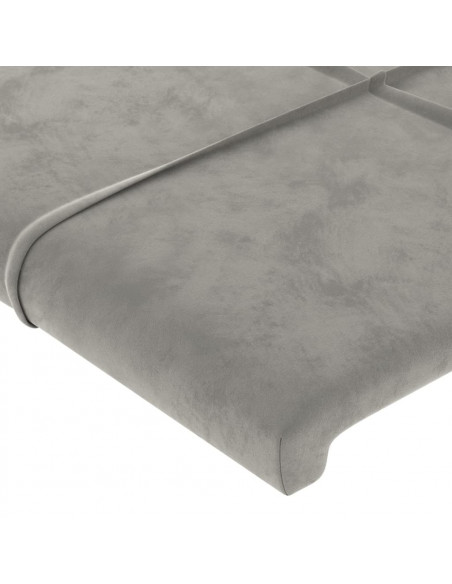 Testiera a LED Grigio Chiaro 180x5x78/88 cm in Velluto