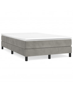 Giroletto a Molle con Materasso Grigio Chiaro 120x200cm Velluto 2