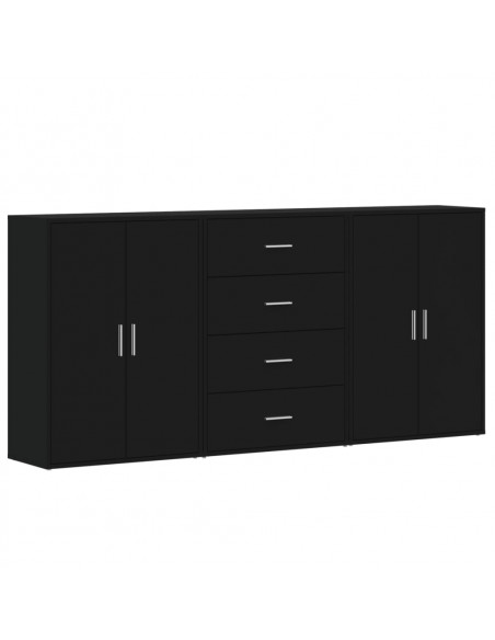 Credenze 3 pz Nere 60x31x84 cm in Legno Multistrato