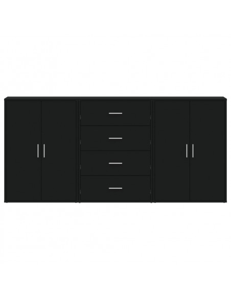 Credenze 3 pz Nere 60x31x84 cm in Legno Multistrato