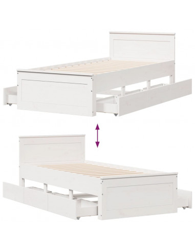 Giroletto senza Materasso con Testiera Bianco 90x190 cm Pino